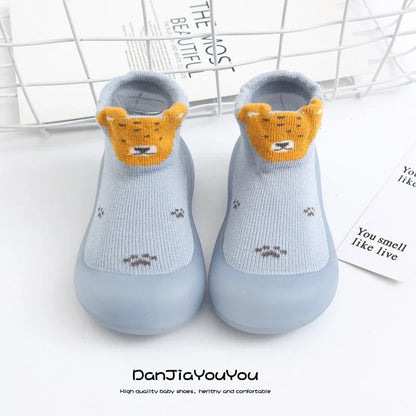Zapatos y calcetines primeros pasos para bebés – Bonitas zapatillas de dibujos animados para bebés con suela de goma suave para niños y niñas