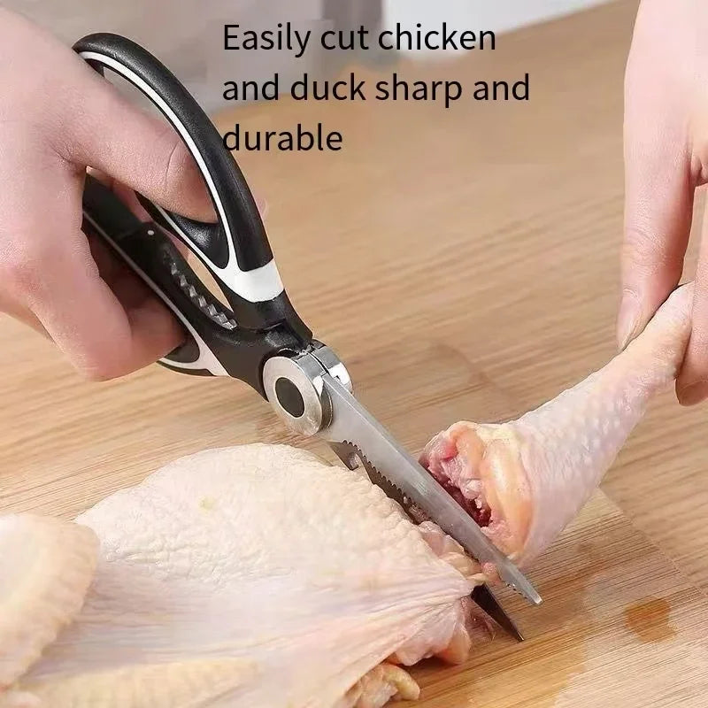 Ciseaux de cuisine en acier inoxydable avec couvercle de protection – Ciseaux robustes pour volaille, poisson, légumes et ouvre-noix