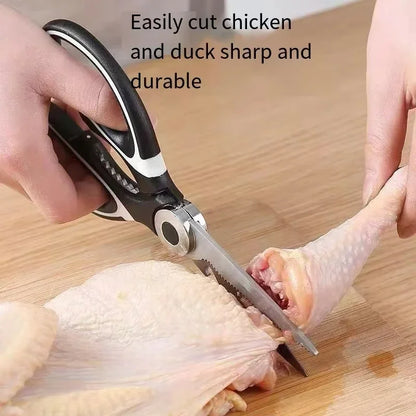 Ciseaux de cuisine en acier inoxydable avec couvercle de protection – Ciseaux robustes pour volaille, poisson, légumes et ouvre-noix