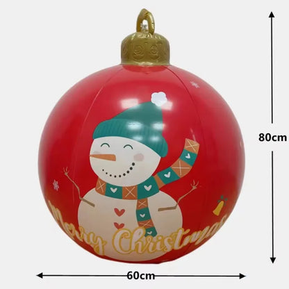 32-Inch Giant PVC Inflatable Christmas Ball Ornament – Large Outdoor Xmas Blow-Up Decoration for Christmas Parties, Yard & Holiday Decor