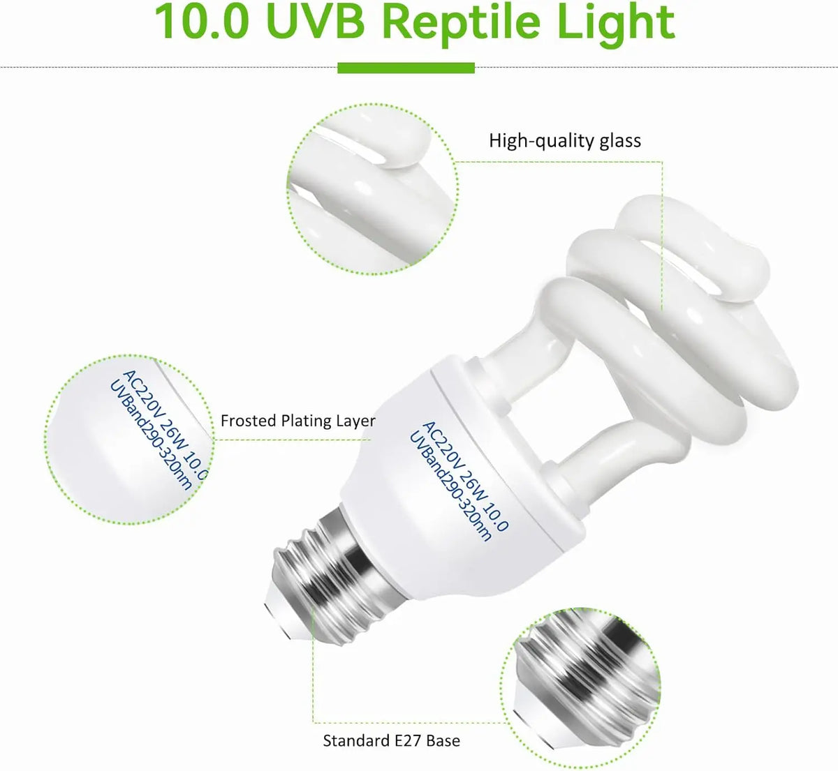 UVB 5.0/10.0 Reptile Heat Lamp Bulb – 13W/26W Energy-Saving UVB Lighting for Terrariums, Turtles, Lizards & Snakes