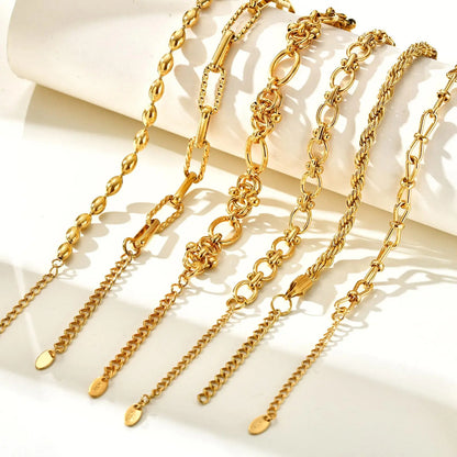 Pulsera de cadena de eslabones gruesos de acero inoxidable – Bañado en oro, pulsera de capas para mujer | Joyería de moda impermeable y de tendencia