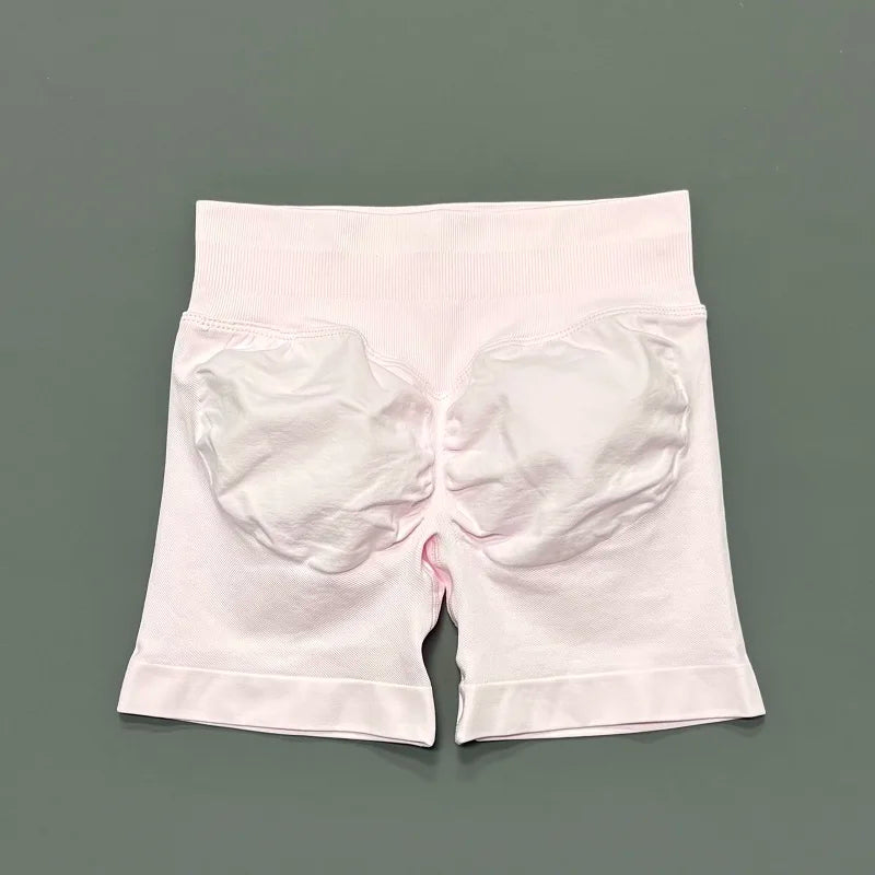 Pantalones cortos de gimnasio sin costuras con efecto Scrunch Butt para mujer – Pantalones cortos de yoga de cintura alta para correr, entrenar, fitness y ropa deportiva