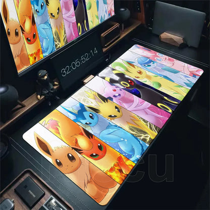 Japan Anime Gamer XXL Desk Mat – Eevee Kawaii Extended Mouse Pad (900×400 Gaming Keyboard & Mouse Pad)