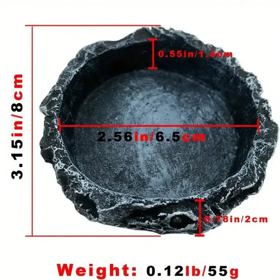 1PC Realistic Stone-Look Reptile Food & Water Bowl – Safe Durable Feeding Dish for Bearded Dragons, Lizards & Small Reptiles