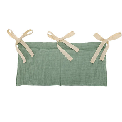 Organizador Colgante para Cuna de Bebé – Cesta de Almacenamiento para Mesita de Noche con 2 Bolsillos para Pañales, Juguetes, Ropa y Artículos Esenciales para Bebés