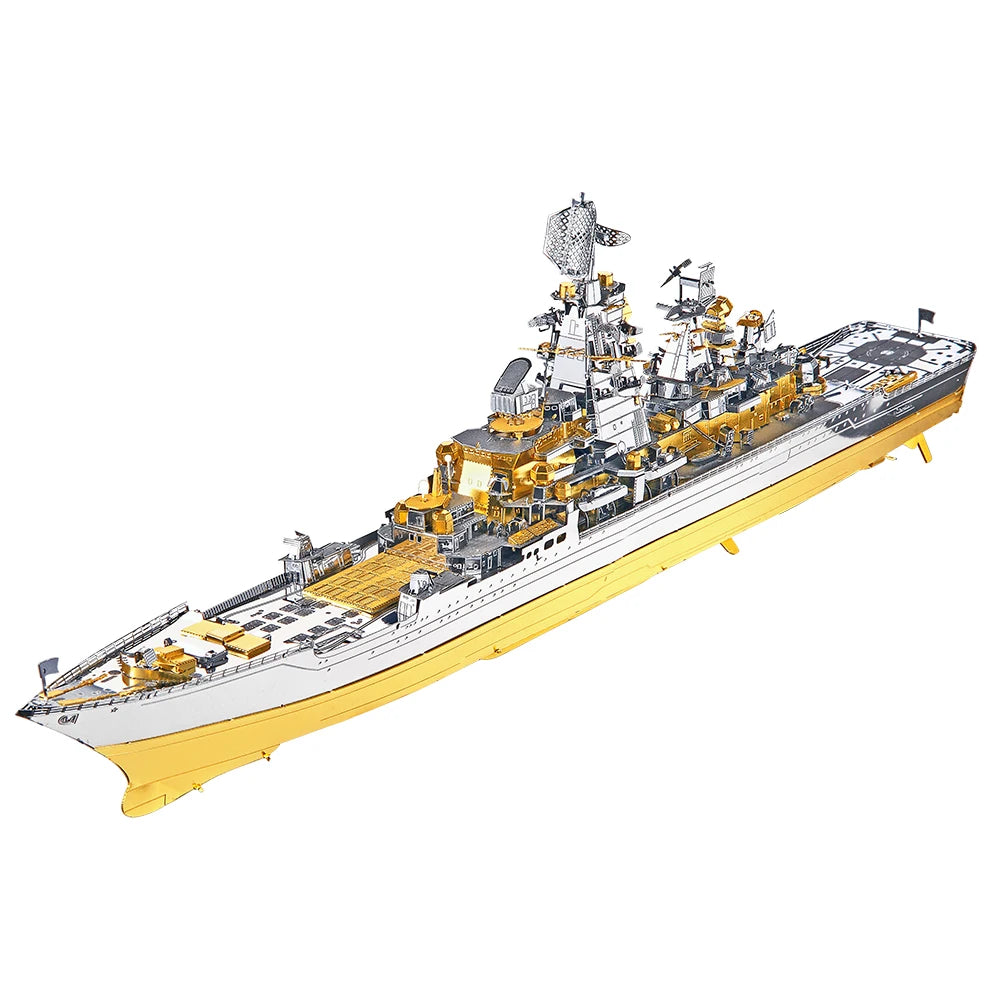 Piececool Kit de Modelo de Acorazado de Metal 3D – HMS Hood y Richelieu, Rompecabezas de Ensamblaje, Juguete Educativo para Adolescentes y Coleccionistas