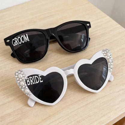 2PCS Mr & Mrs Pearl Glasses – Wedding Photo Props for Bride & Groom | Bridal Shower, Bachelorette Party & Wedding Decoration Accessories