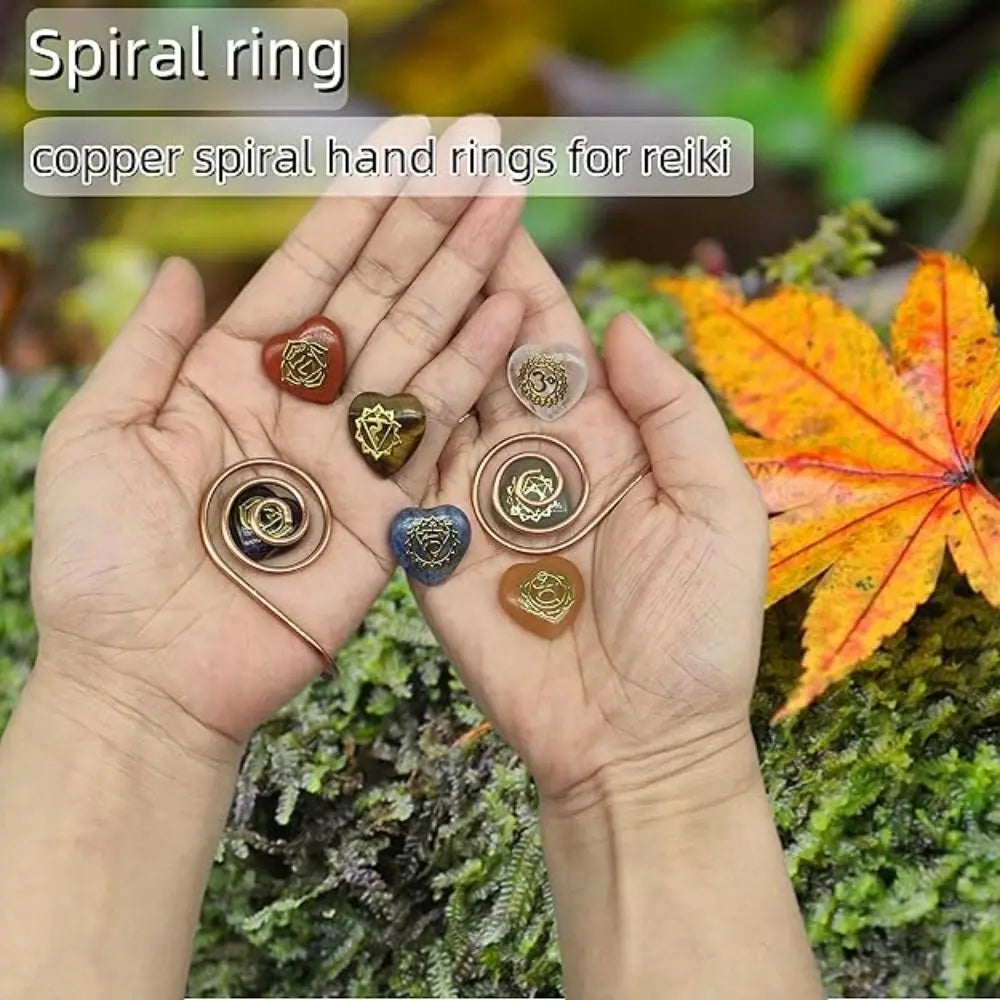 Adjustable Copper Palm Ring – Handmade Spiral Finger Cuff Ring for Meditation, Energy Healing & Boho Fashion Jewelry Accessory