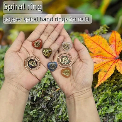 Adjustable Copper Palm Ring – Handmade Spiral Finger Cuff Ring for Meditation, Energy Healing & Boho Fashion Jewelry Accessory