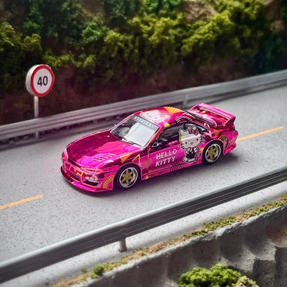 Tarmac Works Vertex Silvia S14 Hello Kitty Pink Chrome – 1:64 Scale Limited Edition Diecast Model Car & Collectible Toy