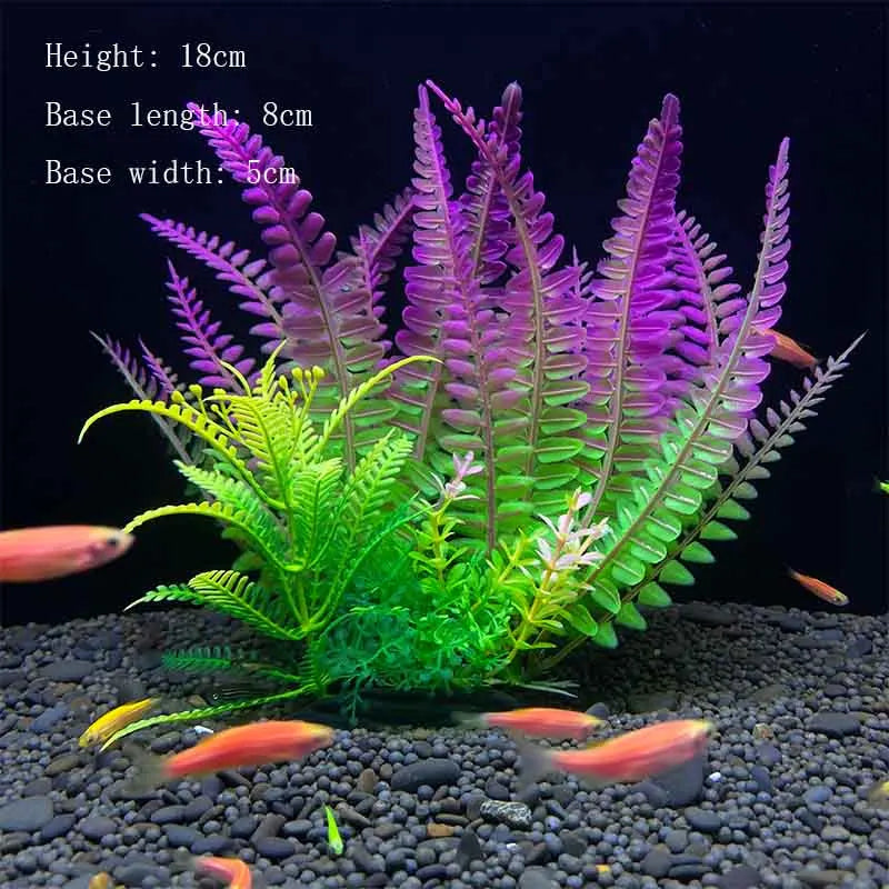 Artificial Underwater Aquarium Plants – Plastic Aquatic Fake Shrubs & Green Water Grass for Fish Tank Landscaping, Realistic Simulated Decor