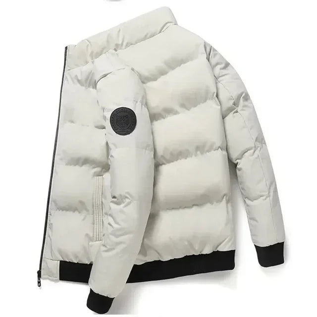Men’s Short Winter Jacket – Thick Warm Windproof Coat with Zipper & Printed Design, Casual Outdoor Outerwear, Sizes M–5XL