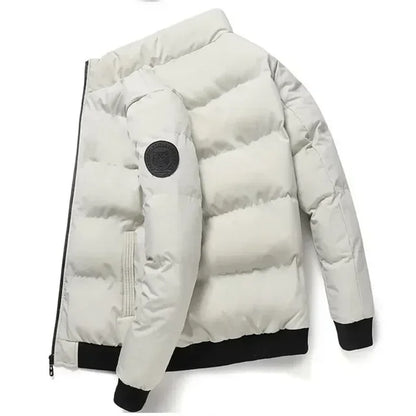 Men’s Short Winter Jacket – Thick Warm Windproof Coat with Zipper & Printed Design, Casual Outdoor Outerwear, Sizes M–5XL