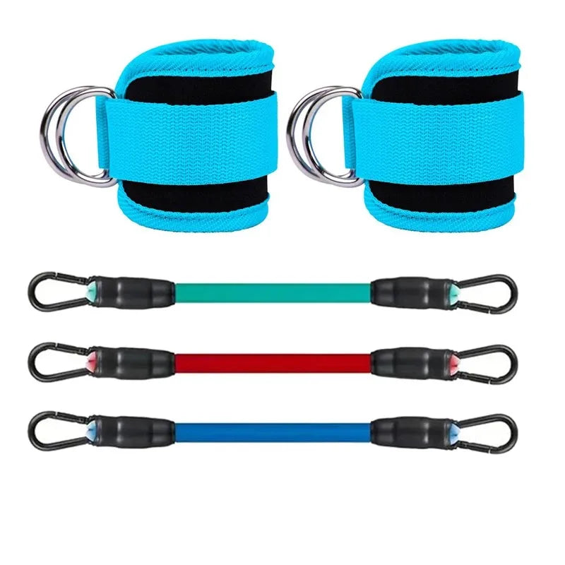 Juego de bandas de resistencia con tobilleras – Bandas elásticas de fitness con accesorios de tobillo para gimnasio, yoga, entrenamiento de fuerza y ejercicio en casa