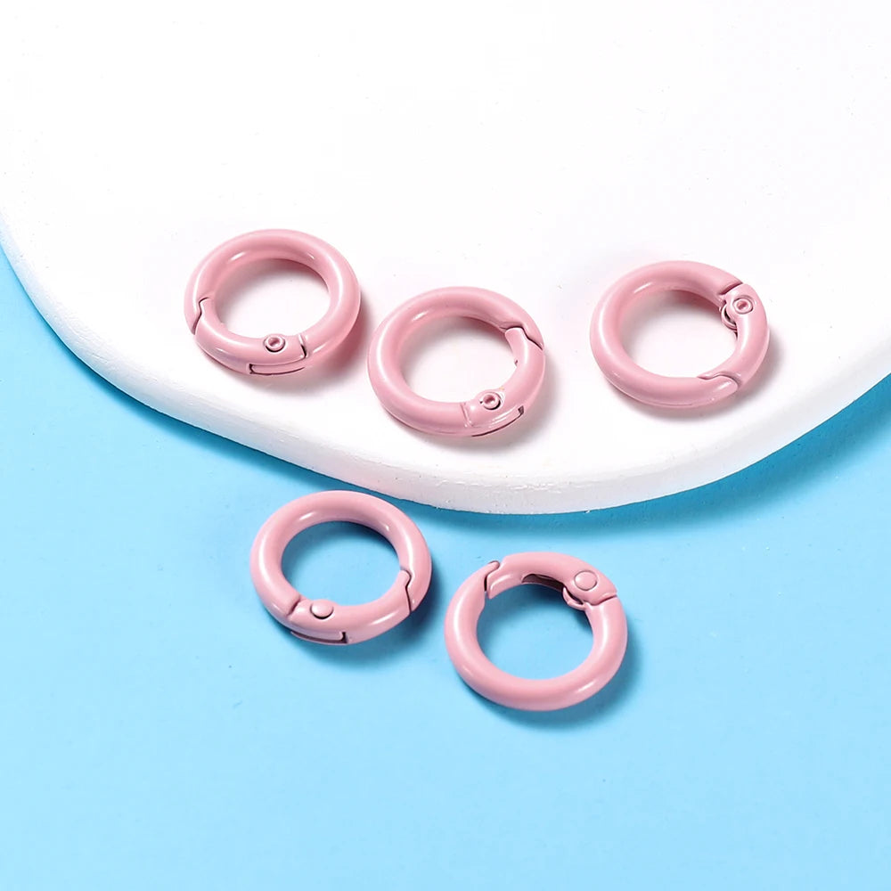 5-Piece Metal Spring O-Ring Carabiner Keychain Clips – Openable Round Buckle Connectors for DIY Keychains, Dog Chains & Jewelry Making
