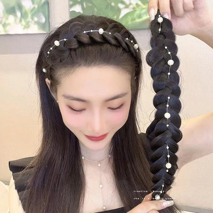 Diadema Bohemio Trenzado Sintético para Mujer Banda de Pelo Elástica para Fiestas y Cosplay