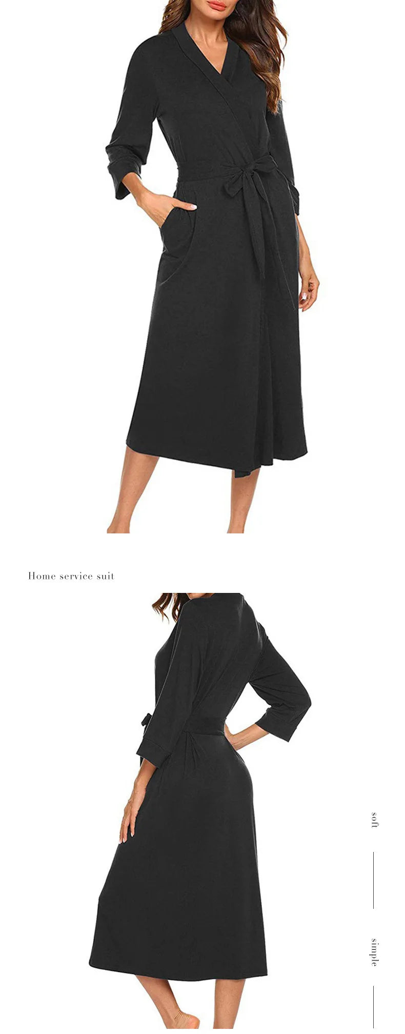 Women’s Cotton Bathrobe – Large Size Long Sleeve Casual Sleepwear Home Wear Robe for Spring & Autumn