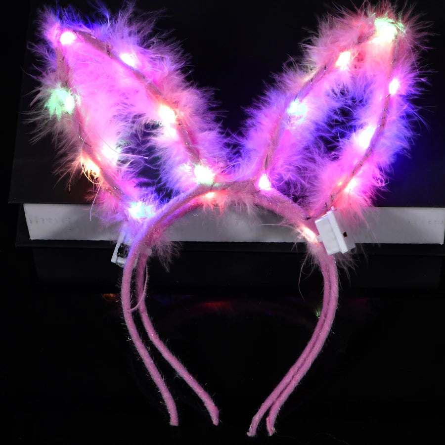 Serre-tête lumineux LED Oreilles de Chat & Lapin – Bandeau lumineux pour Anniversaires, Festivals & Mariages