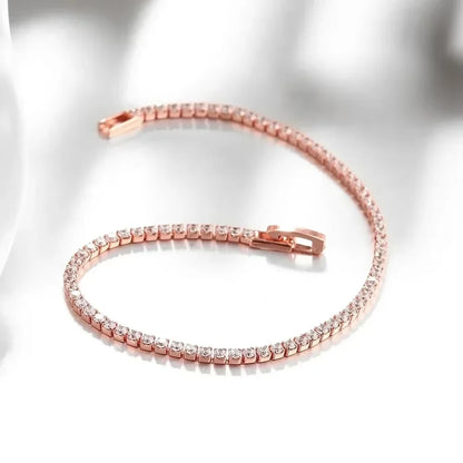 Pulsera de tenis de plata de ley 925 – Pulsera de cristal de circonita de 2,5 mm, ajustable de 16 a 19 cm, joyería para aniversario y regalo