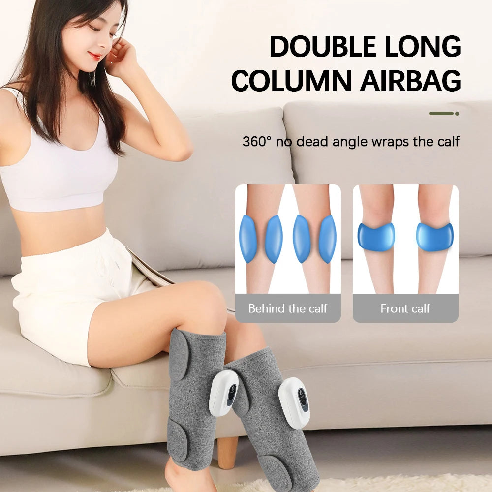 Wireless 360° Air Pressure Calf Massager – Electric 3-Mode Airbag Compression Leg & Foot Massage Device for Muscle Relaxation