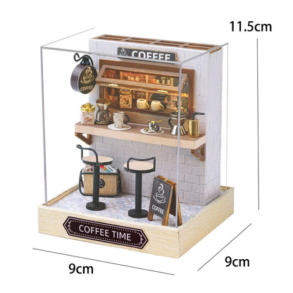 Kit DIY de casita de lectura de madera con luces LED – Artesanía en miniatura de inserción de estantería hecha a mano para decoración del hogar y regalos