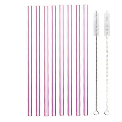 8.5 Inch Reusable Glass Straws Set, 8mm Multi-Color Drinking Straws, Eco-Friendly Glass Straws for Smoothies, Milkshakes, Cocktails and Cold Drinks