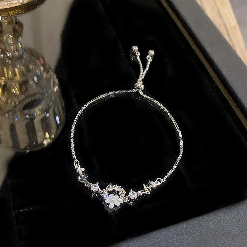 Women’s Fashion Four Leaf Grass Gold Color Adjustable Bracelet Korean Style Wedding Party Jewelry