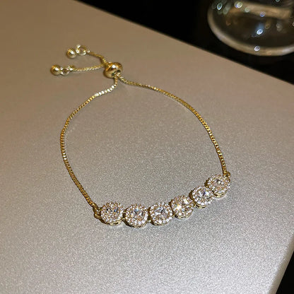 Women’s Fashion Four Leaf Grass Gold Color Adjustable Bracelet Korean Style Wedding Party Jewelry