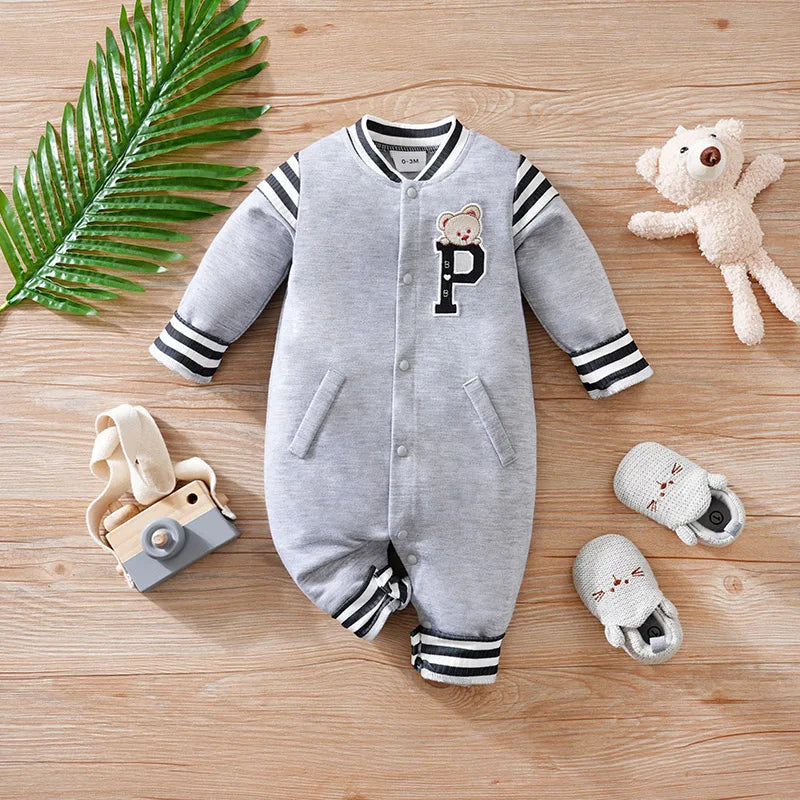 0-18M Baby Short Sleeve Jumpsuit – Soft & Comfortable Embroidered Letter Romper for Boys & Girls, Casual Summer Newborn Outfit