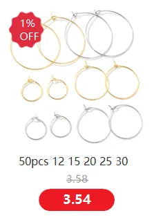 Clous de boucles d'oreilles en acier inoxydable doré, 50 à 100 pièces, avec attaches – Tiges de base vierges pour la fabrication de bijoux et boucles d'oreilles DIY