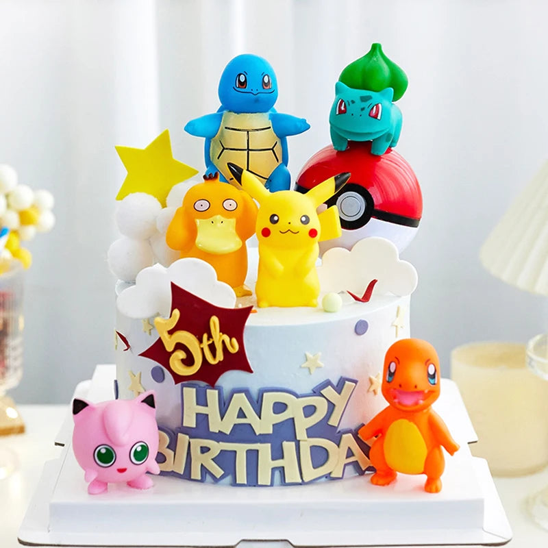 13pcs Pokémon Cake Topper Set – Pikachu Anime Figure Birthday Cake Decorations for Kids Party Supplies & Boy Gifts