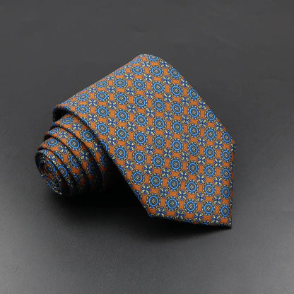 Men's 7.5cm Soft Silk Necktie – Floral & Dot Pattern Tie for Weddings, Business, Parties & Formal Wear