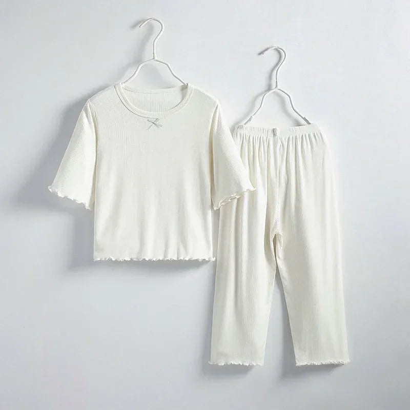 Girls Summer Pajama Set – Short Sleeve Kids Homewear Outfit | Soft Casual Two Piece Clothes Set for Children
