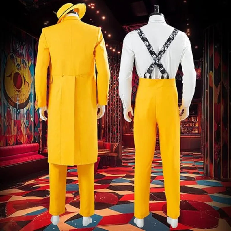 The Mask (Jim Carrey Inspired) Cosplay Costume – Yellow Suit with Green Mask & Hat for Halloween, Carnival & Masquerade Roleplay