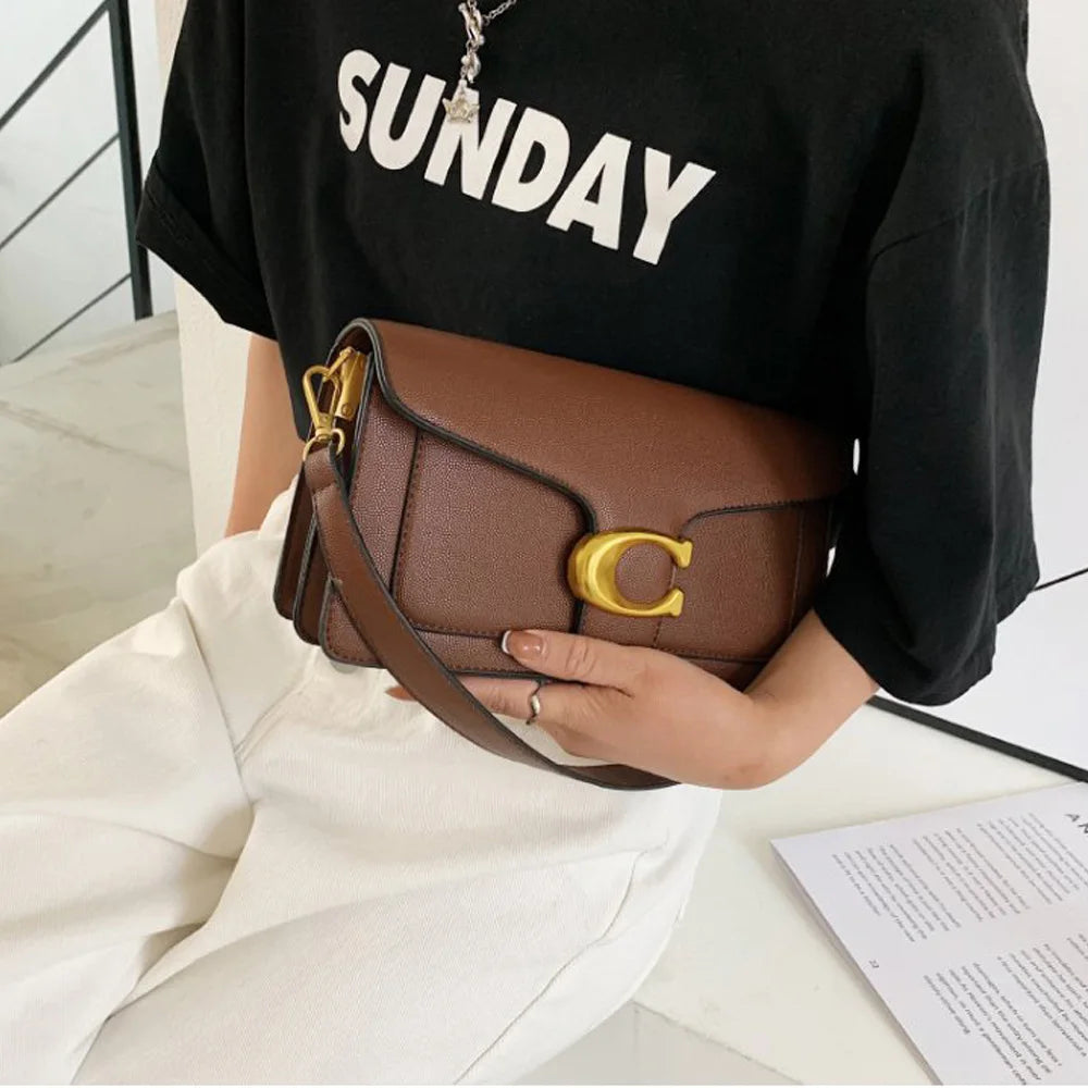Double Strap Small Square Crossbody Bag for Women Stylish Underarm Shoulder Purse with Adjustable Strap