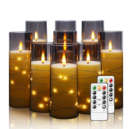 Flickering Flameless LED Pillar Candles – Remote-Controlled Candle Lights with Embedded Star String for Weddings, Christmas & Party Home Decor