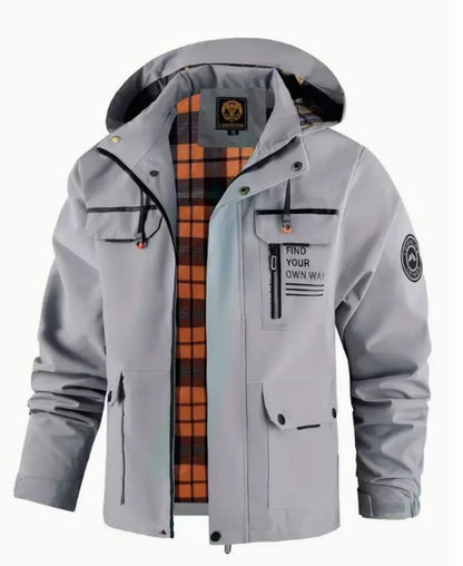 Men’s Casual Hooded Parka Jacket – Solid Color Outdoor Coat, Stylish Autumn & Winter Outerwear