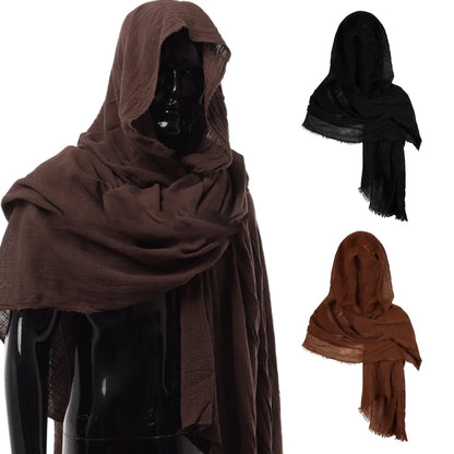 Men’s Medieval Pirate Cosplay Cloak – Retro Hood Scarf Wrap Shoulder Cowl Costume for Halloween, Renaissance & Masquerade Party