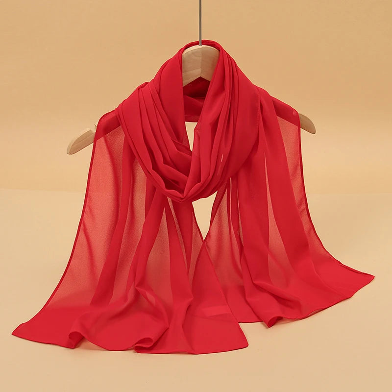 Women's Printed Chiffon Scarf Shawl – Lightweight Silk-Feel Long Wrap for Beach, Travel & Outdoor Wear, Fashion Headband Accessory