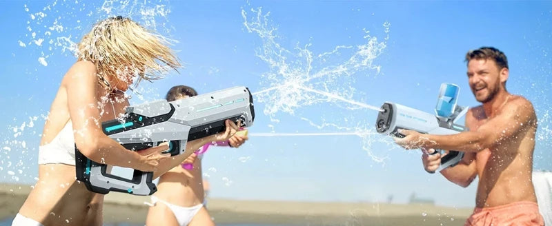 Pistolet à Eau Électrique pour Adultes – Puissant Lanceur d'Eau Automatique avec Grand Réservoir d'Eau pour Piscine d'Été, Plage et Jeux Aquatiques Extérieurs