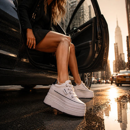 Zapatillas deportivas de mujer con cuña oculta, plataforma de 9 cm, calzado grueso cómodo e informal para caminar