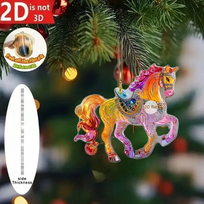 Cute Cat 2D Acrylic Christmas Pendant – Flat Hanging Ornament for Xmas Tree, Holiday Party & Festive Home Decor