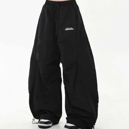 American Retro Hip-Hop Cargo Pants – High-Waist Pleated Military Workwear Trousers with Adjustable Drawstring