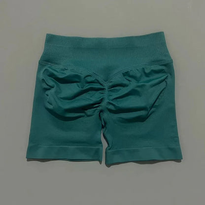 Pantalones cortos de gimnasio sin costuras con efecto Scrunch Butt para mujer – Pantalones cortos de yoga de cintura alta para correr, entrenar, fitness y ropa deportiva
