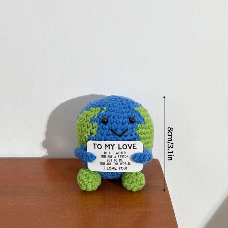Poupée à énergie positive tissée à la main – Figurine en crochet de légumes et d'animaux avec carte de câlins, cadeau de festival fait à la main et artisanat de décoration intérieure créatif