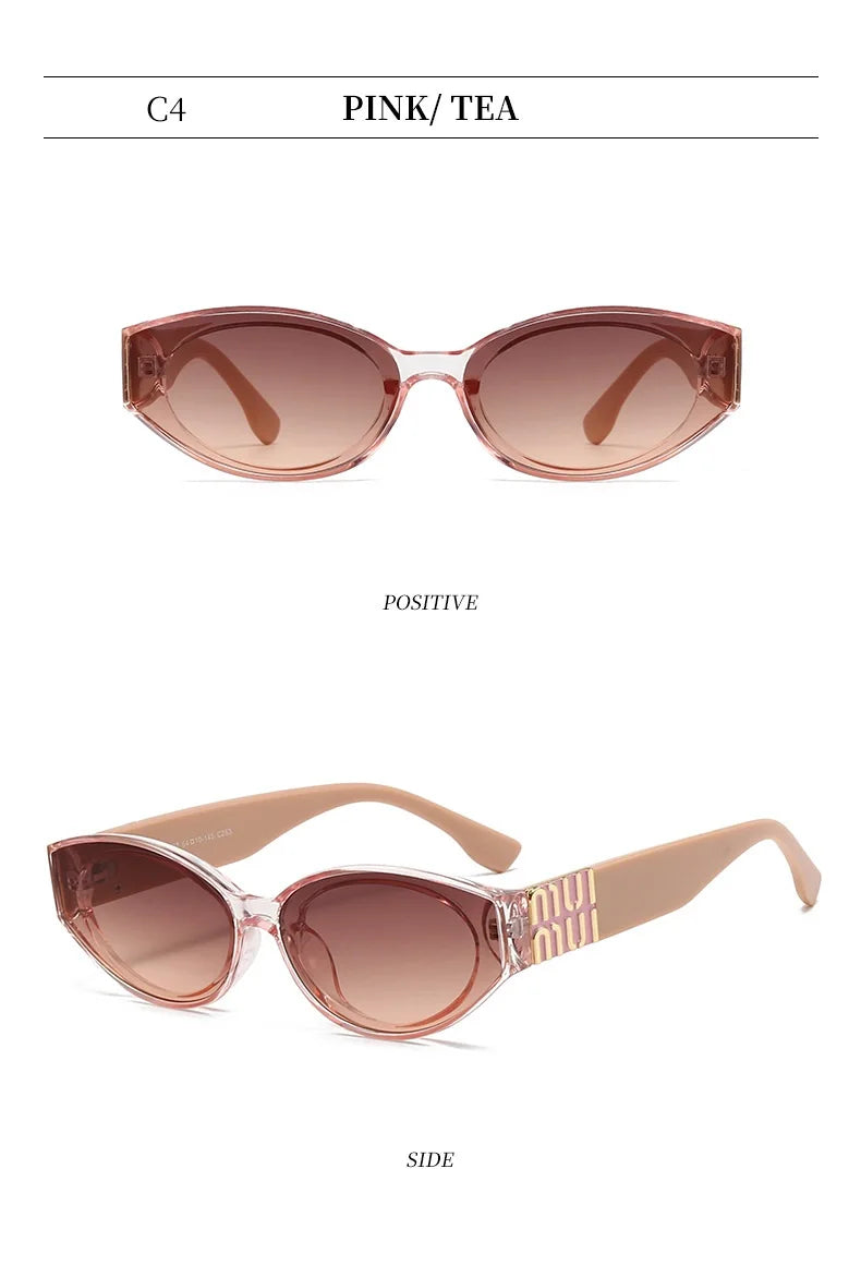 Luxury Glamour Sunglasses Men Women Oval UV400 Minimalist Fashion Brand Unisex Stylish Shades Sun Glasses