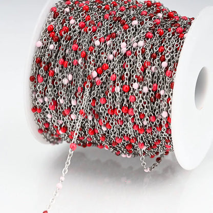 1M Stainless Steel Enamel Bead Chain – Colorful Dripping Oil DIY Chain for Necklaces, Bracelets & Jewelry Making