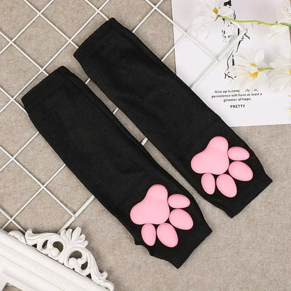 Cute 3D Cat Paw Fingerless Gloves – Soft Silicone Paw Sleeves for Women | Kawaii Sun Protection Fashion Accessory
