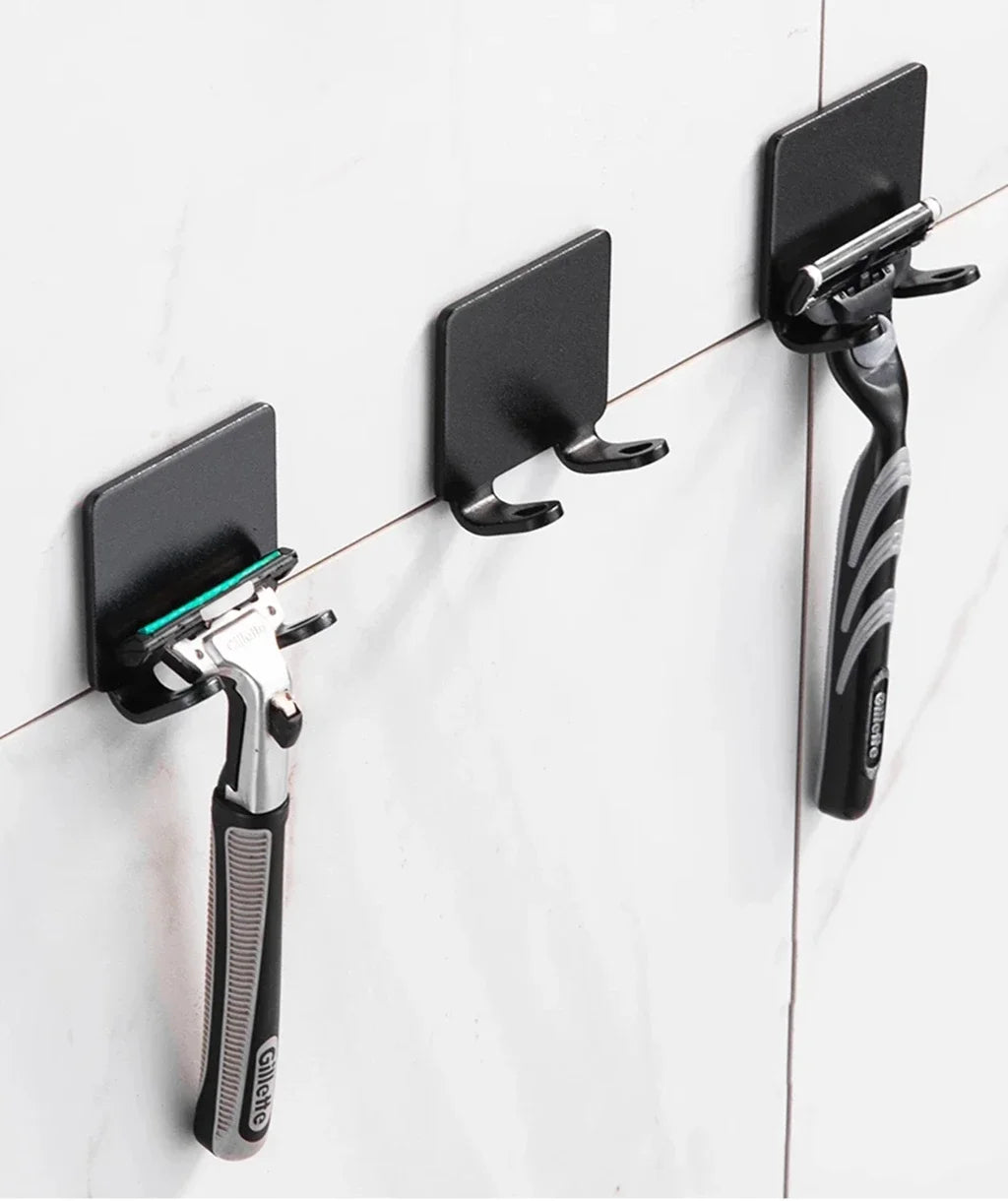 Stainless Steel Razor Holder – Wall Mounted Bathroom Shaver Storage Hook, Punch-Free Razor Rack Organizer, Men’s Shaving Accessory Shelf for Shower & Bathroom Storage